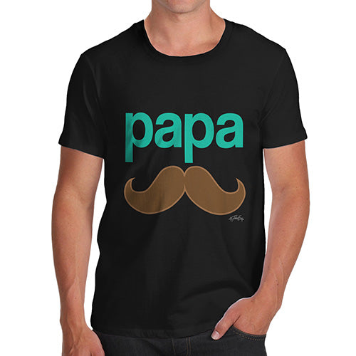 Mens Funny Sarcasm T Shirt Papa Moustache Men's T-Shirt X-Large Black