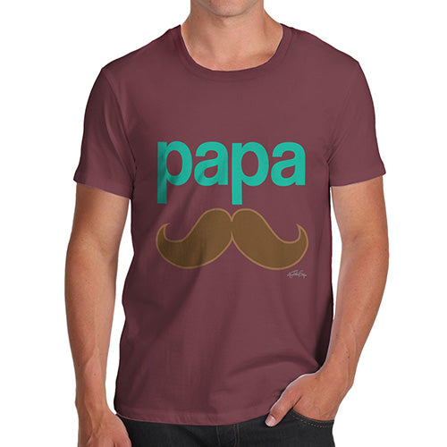 Funny T-Shirts For Men Sarcasm Papa Moustache Men's T-Shirt X-Large Burgundy