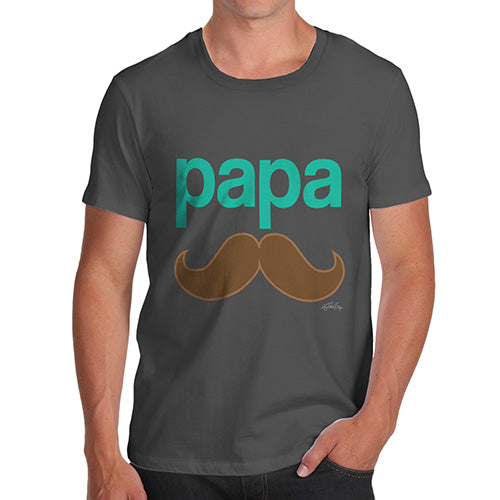 Funny T-Shirts For Men Papa Moustache Men's T-Shirt X-Large Dark Grey