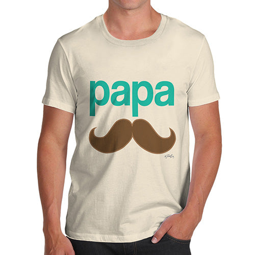 Funny T-Shirts For Men Papa Moustache Men's T-Shirt X-Large Natural