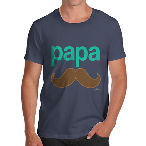Mens T-Shirt Funny Geek Nerd Hilarious Joke Papa Moustache Men's T-Shirt X-Large Navy