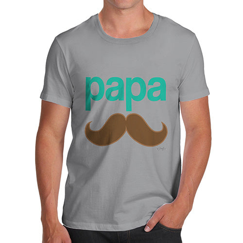 Novelty Tshirts Men Funny Papa Moustache Men's T-Shirt X-Large Light Grey