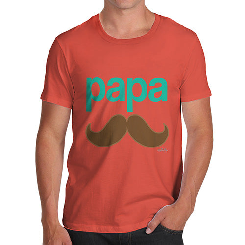 Funny T-Shirts For Guys Papa Moustache Men's T-Shirt X-Large Orange