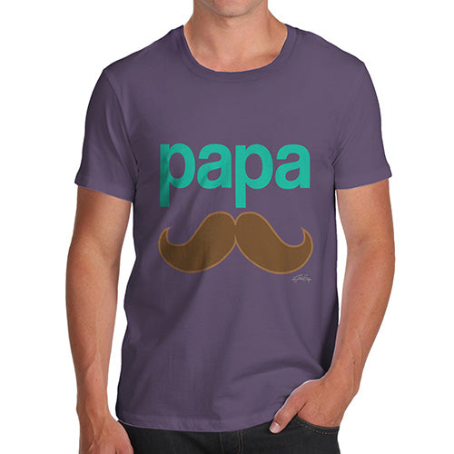 Novelty Tshirts Men Funny Papa Moustache Men's T-Shirt X-Large Plum
