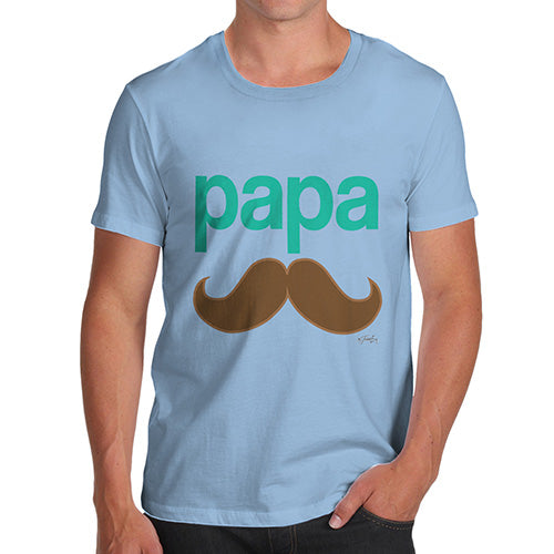 Funny Gifts For Men Papa Moustache Men's T-Shirt X-Large Sky Blue