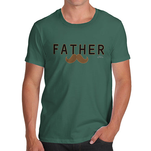 Funny Mens Tshirts Father Moustache Men's T-Shirt X-Large Bottle Green