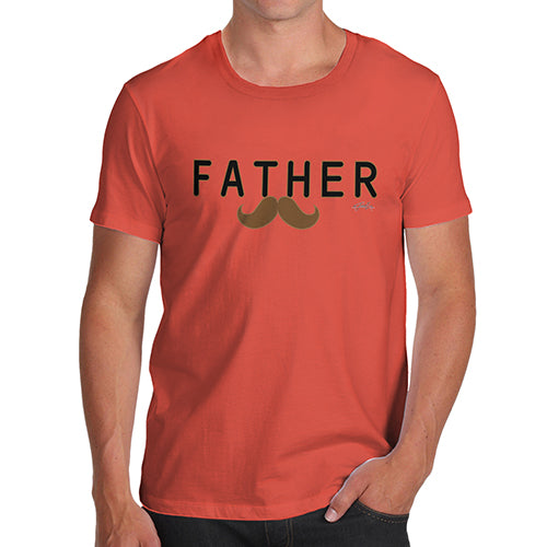 Funny Mens Tshirts Father Moustache Men's T-Shirt X-Large Orange