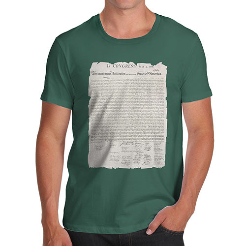 Funny T Shirts For Dad The Declaration Of Independence Men's T-Shirt X-Large Bottle Green