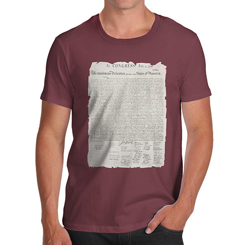Funny T-Shirts For Men The Declaration Of Independence Men's T-Shirt X-Large Burgundy