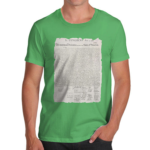 Funny T-Shirts For Men The Declaration Of Independence Men's T-Shirt Medium Green