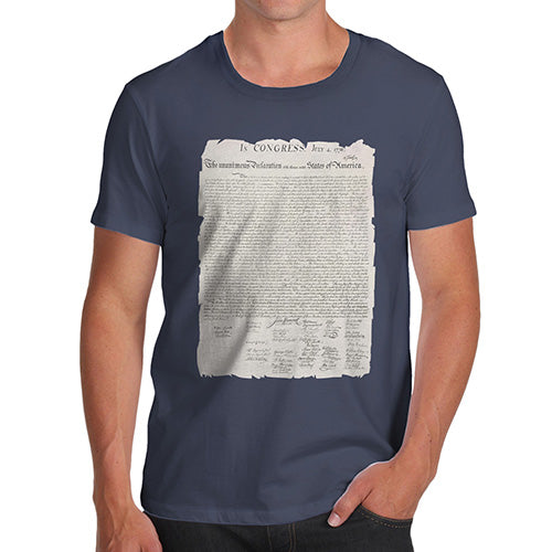 Funny Tee Shirts For Men The Declaration Of Independence Men's T-Shirt X-Large Navy