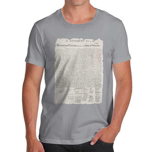 Funny T-Shirts For Men Sarcasm The Declaration Of Independence Men's T-Shirt Medium Light Grey