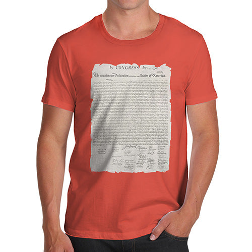 Funny T Shirts For Men The Declaration Of Independence Men's T-Shirt X-Large Orange