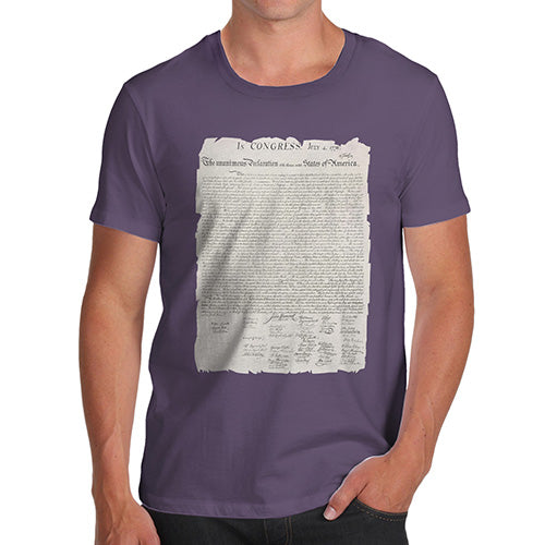 Mens Humor Novelty Graphic Sarcasm Funny T Shirt The Declaration Of Independence Men's T-Shirt X-Large Plum