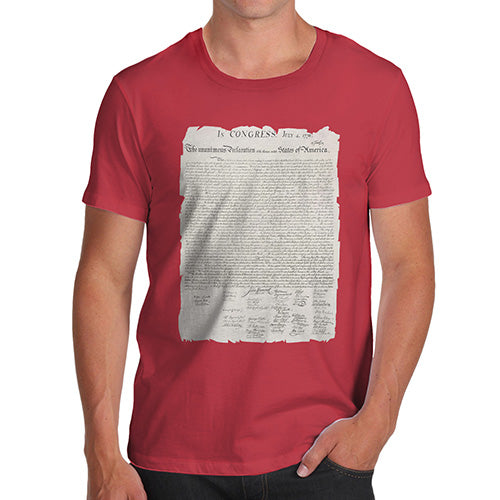 Novelty Tshirts Men The Declaration Of Independence Men's T-Shirt Medium Red
