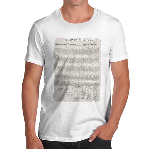 Funny Mens T Shirts The Declaration Of Independence Men's T-Shirt X-Large White