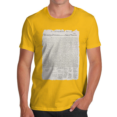Funny Tee Shirts For Men The Declaration Of Independence Men's T-Shirt Medium Yellow