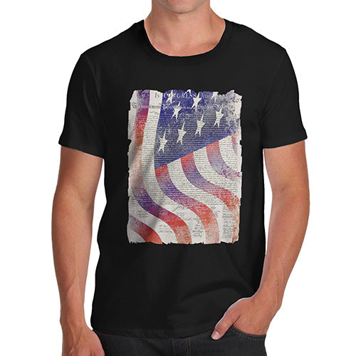 Funny Mens Tshirts Declaration Of Independence USA Flag Men's T-Shirt X-Large Black