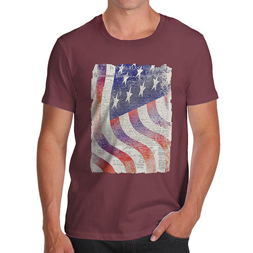 Funny T Shirts For Dad Declaration Of Independence USA Flag Men's T-Shirt Medium Burgundy