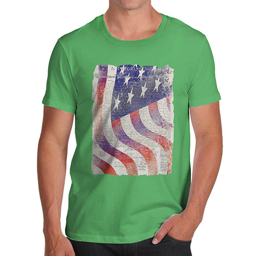 Mens T-Shirt Funny Geek Nerd Hilarious Joke Declaration Of Independence USA Flag Men's T-Shirt X-Large Green