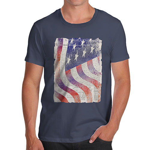 Mens Humor Novelty Graphic Sarcasm Funny T Shirt Declaration Of Independence USA Flag Men's T-Shirt Large Navy
