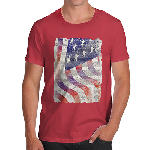 Funny Tshirts For Men Declaration Of Independence USA Flag Men's T-Shirt X-Large Red