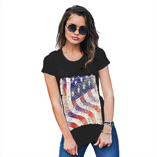 Funny T Shirts For Women Declaration Of Independence USA Flag Women's T-Shirt Medium Black