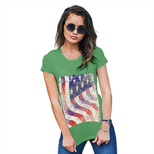 Funny T Shirts For Mum Declaration Of Independence USA Flag Women's T-Shirt Medium Green