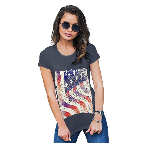 Womens Funny Sarcasm T Shirt Declaration Of Independence USA Flag Women's T-Shirt Medium Navy