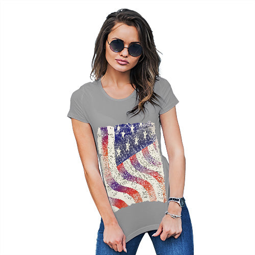 Funny T Shirts For Mum Declaration Of Independence USA Flag Women's T-Shirt Large Light Grey
