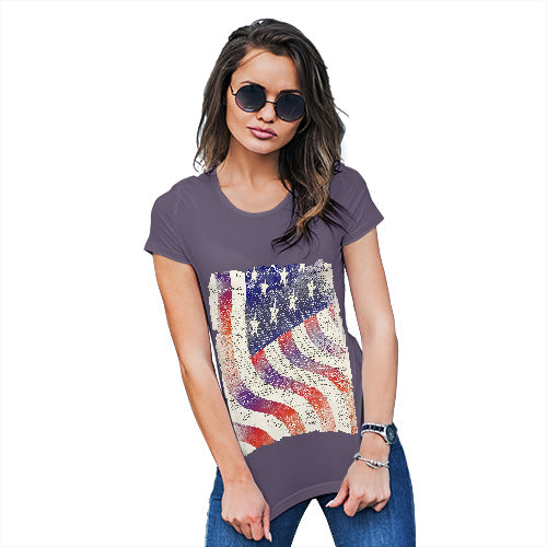 Funny T Shirts For Mom Declaration Of Independence USA Flag Women's T-Shirt Large Plum