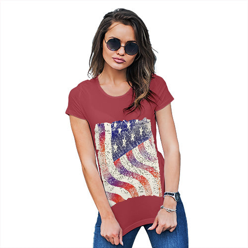 Funny Shirts For Women Declaration Of Independence USA Flag Women's T-Shirt Medium Red