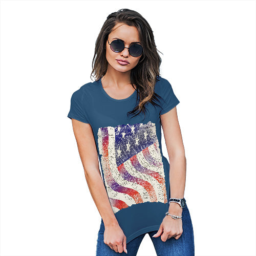 Womens Funny T Shirts Declaration Of Independence USA Flag Women's T-Shirt Small Royal Blue