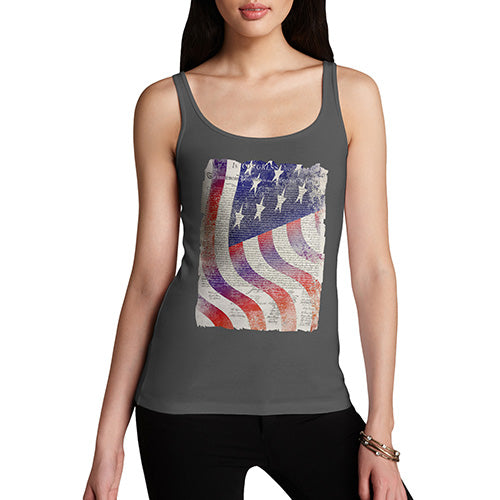Funny Tank Top For Mum Declaration Of Independence USA Flag Women's Tank Top Small Dark Grey