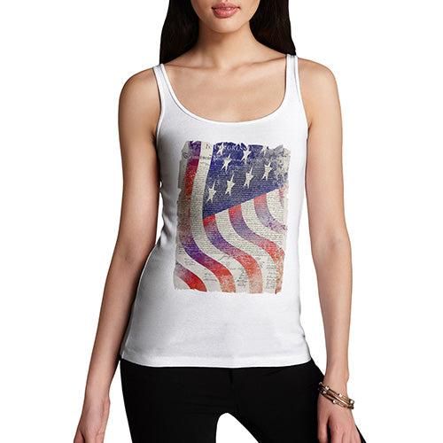 Womens Novelty Tank Top Declaration Of Independence USA Flag Women's Tank Top Large White