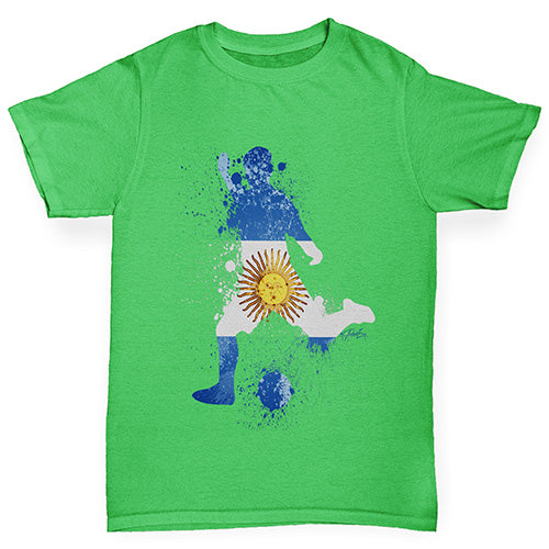 Kids Funny Tshirts Football Soccer Silhouette Argentina Boy's T-Shirt Age 9-11 Green