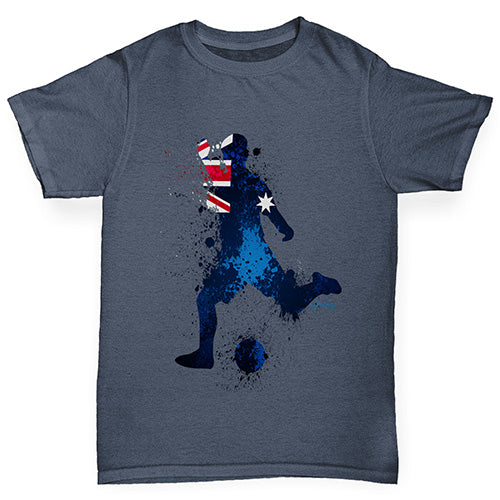 Kids Funny Tshirts Football Soccer Silhouette Australia Boy's T-Shirt Age 3-4 Dark Grey