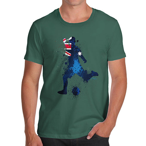 Funny T Shirts For Dad Football Soccer Silhouette Australia Men's T-Shirt Medium Bottle Green