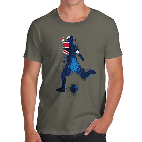 Funny T-Shirts For Guys Football Soccer Silhouette Australia Men's T-Shirt Medium Khaki