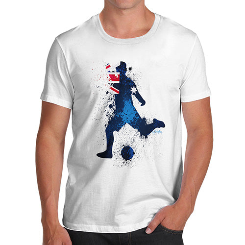 Funny Tshirts For Men Football Soccer Silhouette Australia Men's T-Shirt X-Large White