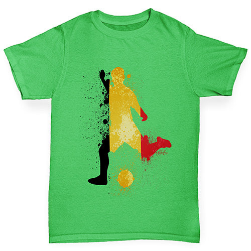 funny t shirts for girls Football Soccer Silhouette Belgium Girl's T-Shirt Age 3-4 Green