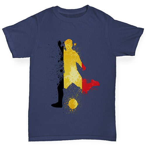 Girls Funny Tshirts Football Soccer Silhouette Belgium Girl's T-Shirt Age 5-6 Navy