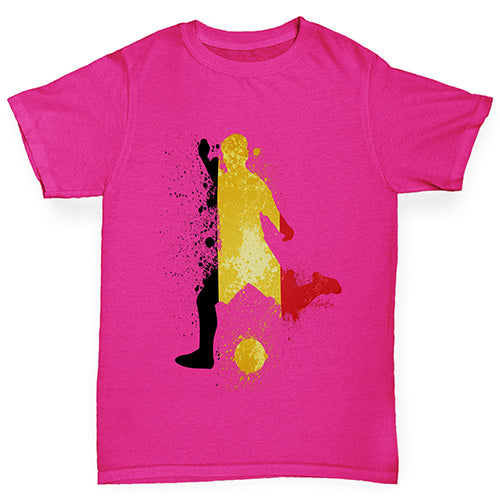 Girls novelty tees Football Soccer Silhouette Belgium Girl's T-Shirt Age 12-14 Pink