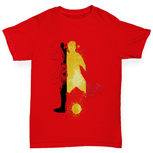 Kids Funny Tshirts Football Soccer Silhouette Belgium Girl's T-Shirt Age 9-11 Red