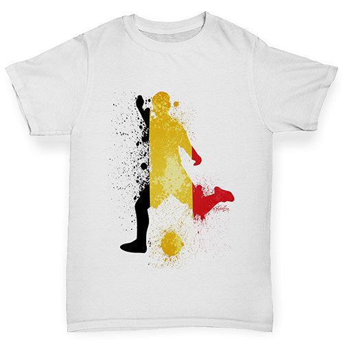 Novelty Tees For Girls Football Soccer Silhouette Belgium Girl's T-Shirt Age 12-14 White