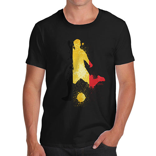 Mens Humor Novelty Graphic Sarcasm Funny T Shirt Football Soccer Silhouette Belgium Men's T-Shirt Medium Black