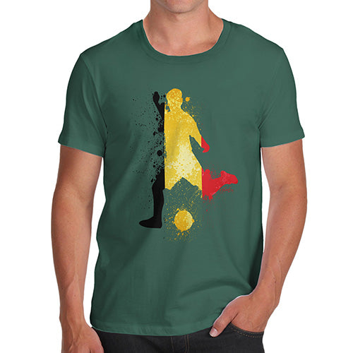 Funny Mens Tshirts Football Soccer Silhouette Belgium Men's T-Shirt Medium Bottle Green