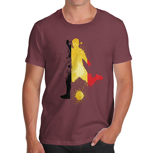 Funny Tee Shirts For Men Football Soccer Silhouette Belgium Men's T-Shirt Medium Burgundy