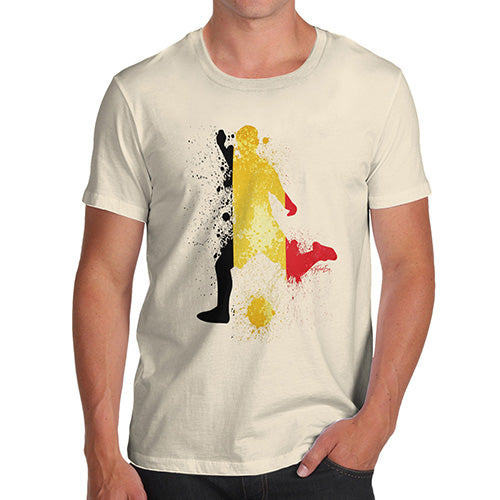 Funny T-Shirts For Men Sarcasm Football Soccer Silhouette Belgium Men's T-Shirt Large Natural