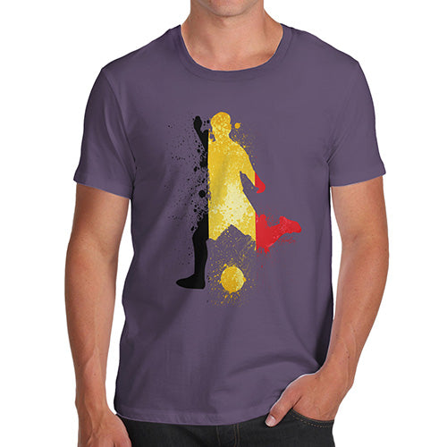 Funny Tshirts For Men Football Soccer Silhouette Belgium Men's T-Shirt Small Plum